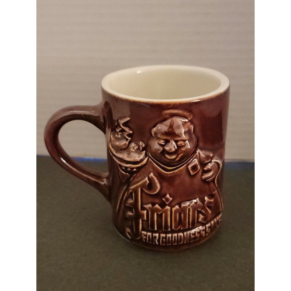 Hall Pottery Brown Mug Cup Friars For Goodness Sake